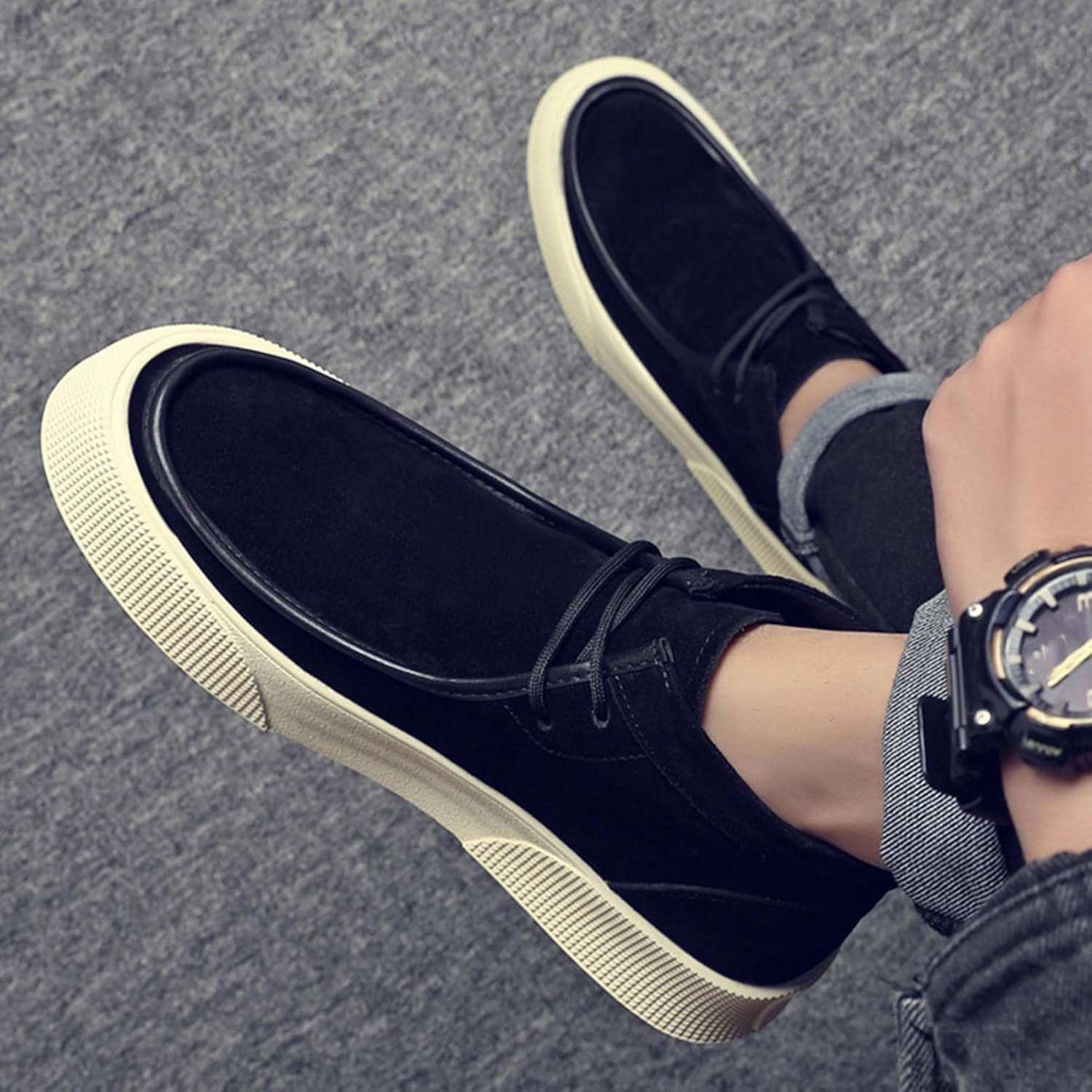 [ムリョ] ワークブーツ メンズ マウンテンブーツ トレッキングシューズ レースアップ フェイクレザーエンジニアブーツ シューズ ハ