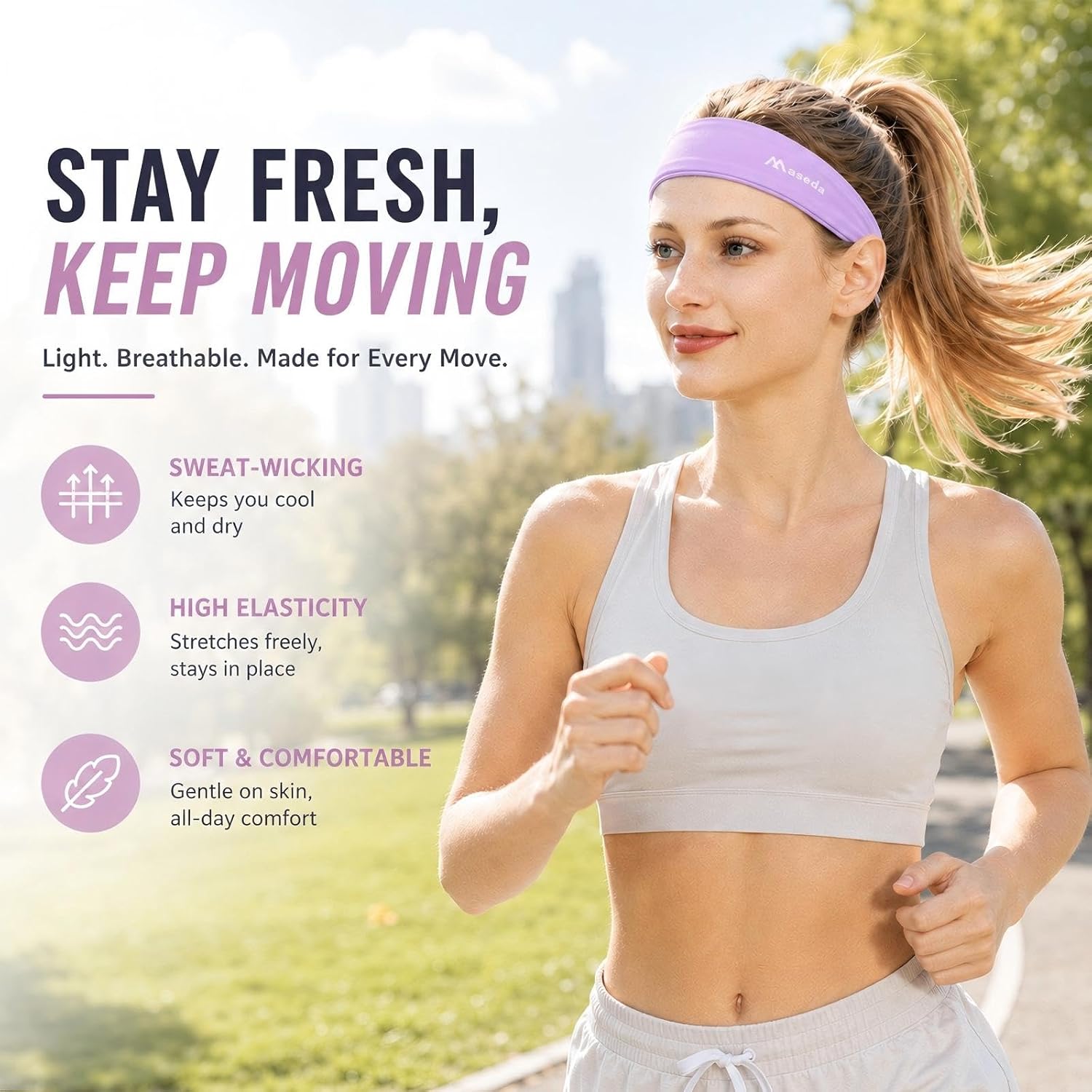 2PACK Sweat-Wicking Running Gym Yoga,Sweatbands Athletic Headbands