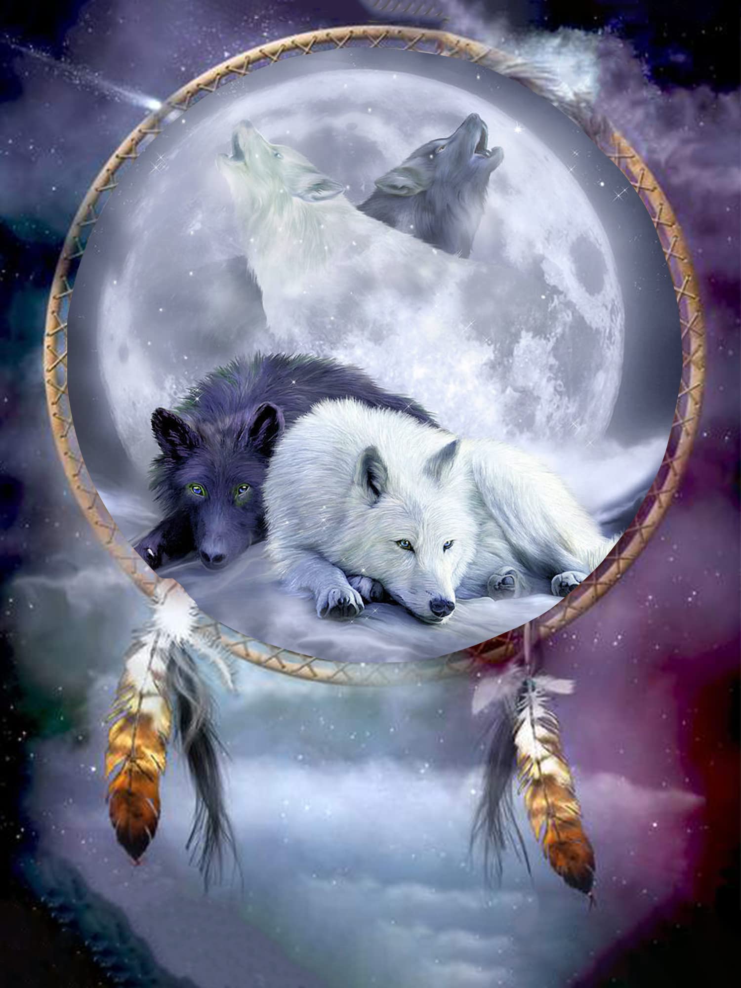 VAIIEYO 5D Diamond Art for Adults Wolf, Paint with Diamonds Art Animal, Paint by Numbers Dreamcatcher Full Drill Round Rhinestone Craft Canvas for Home Wall Decor 30x40 cm โ image 1