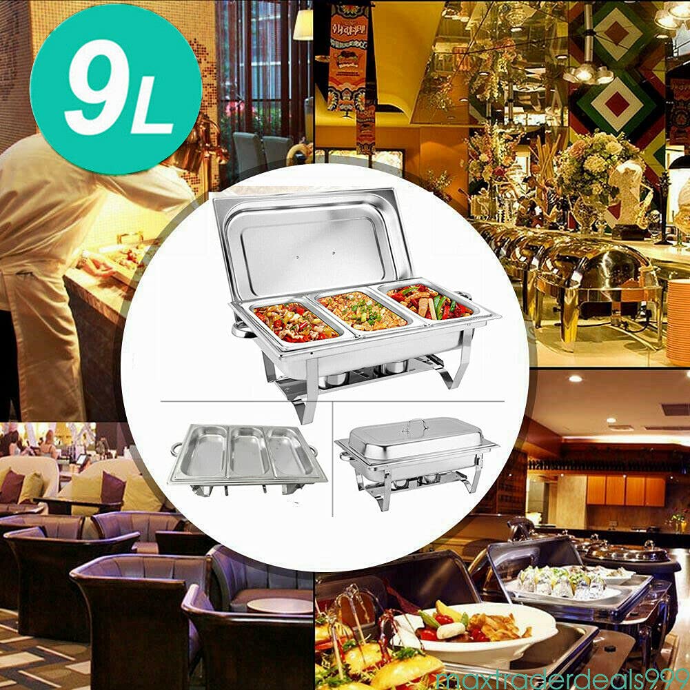 Chafing Dish - Scaldavivande da 9 l, in acciaio inox, con contenitore per alimenti, contenitore per alimenti, contenitore per catering, buffet e feste