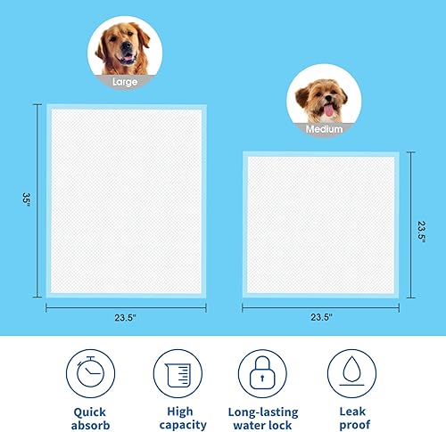 Miniatura 3 de LCZLBRRD Almohadillas medianas de 23.5 x 23.5 pulgadas para cachorros, 50 unidades desechables de polímero mejoradas, absorbentes para orina de