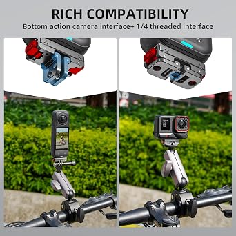 X5 Magnetic Quick Release Base for Insta360 X5, Aluminum Alloy Mount for Insta 360 Ace Pro 2/Ace Pro/Ace, with 1/4Threaded Hole & Foldable Action Camera Adapter Accessories(Not for X4/X3)