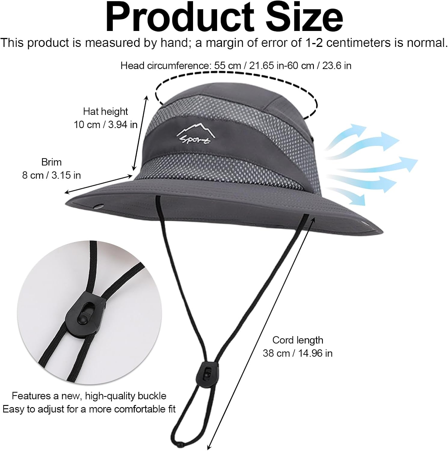3Pcs Sun Bucket Hats for Women Men, Breathable Wide Brim UV Protection Fishing Hat Summer Outdoor Beach Hiking Hats