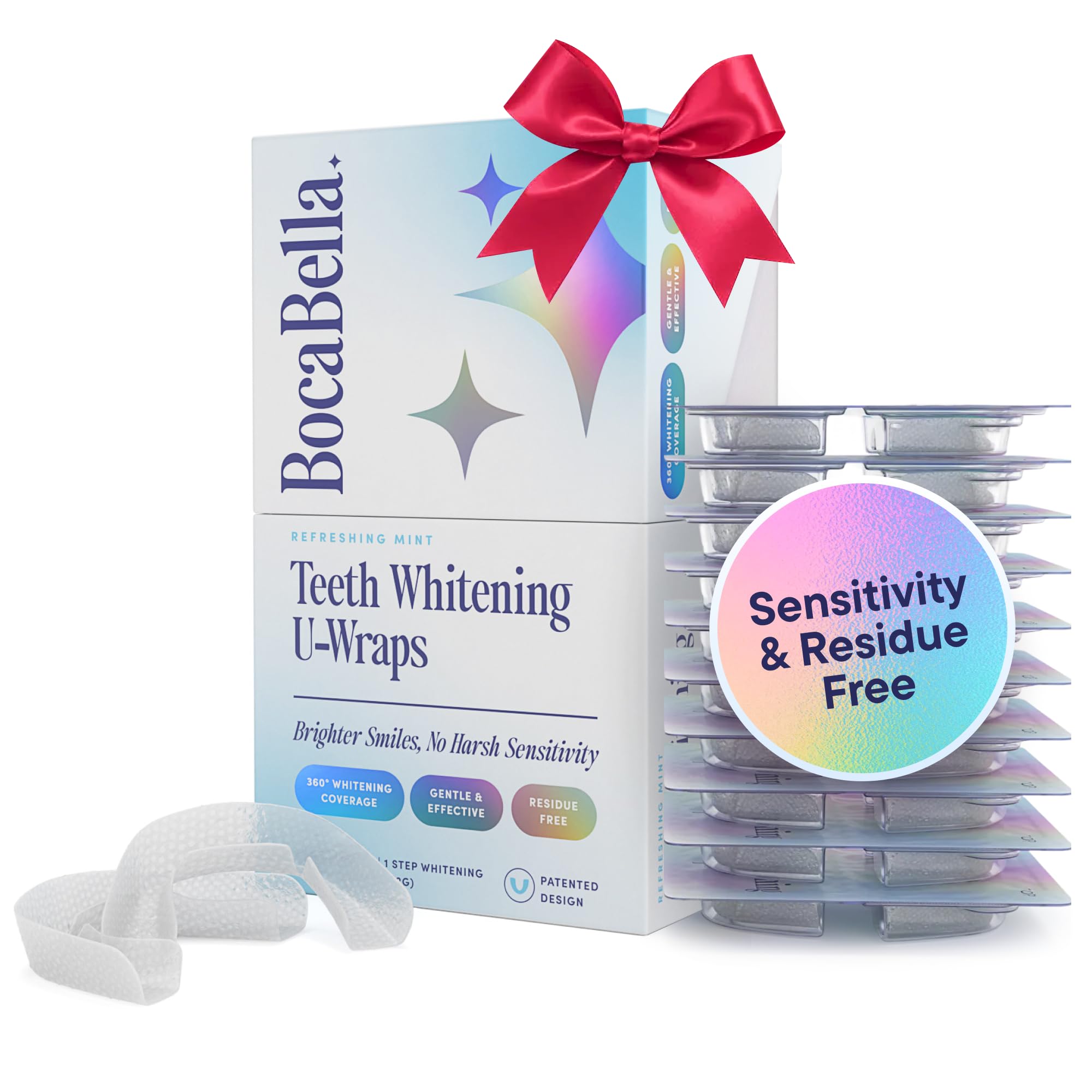 Teeth Whitening U-Wraps 10 Treatments 15 Hydrogen Peroxide Enamel-Safe No Harsh Sensitivity Patented Strip Design with Aloe Calendula
