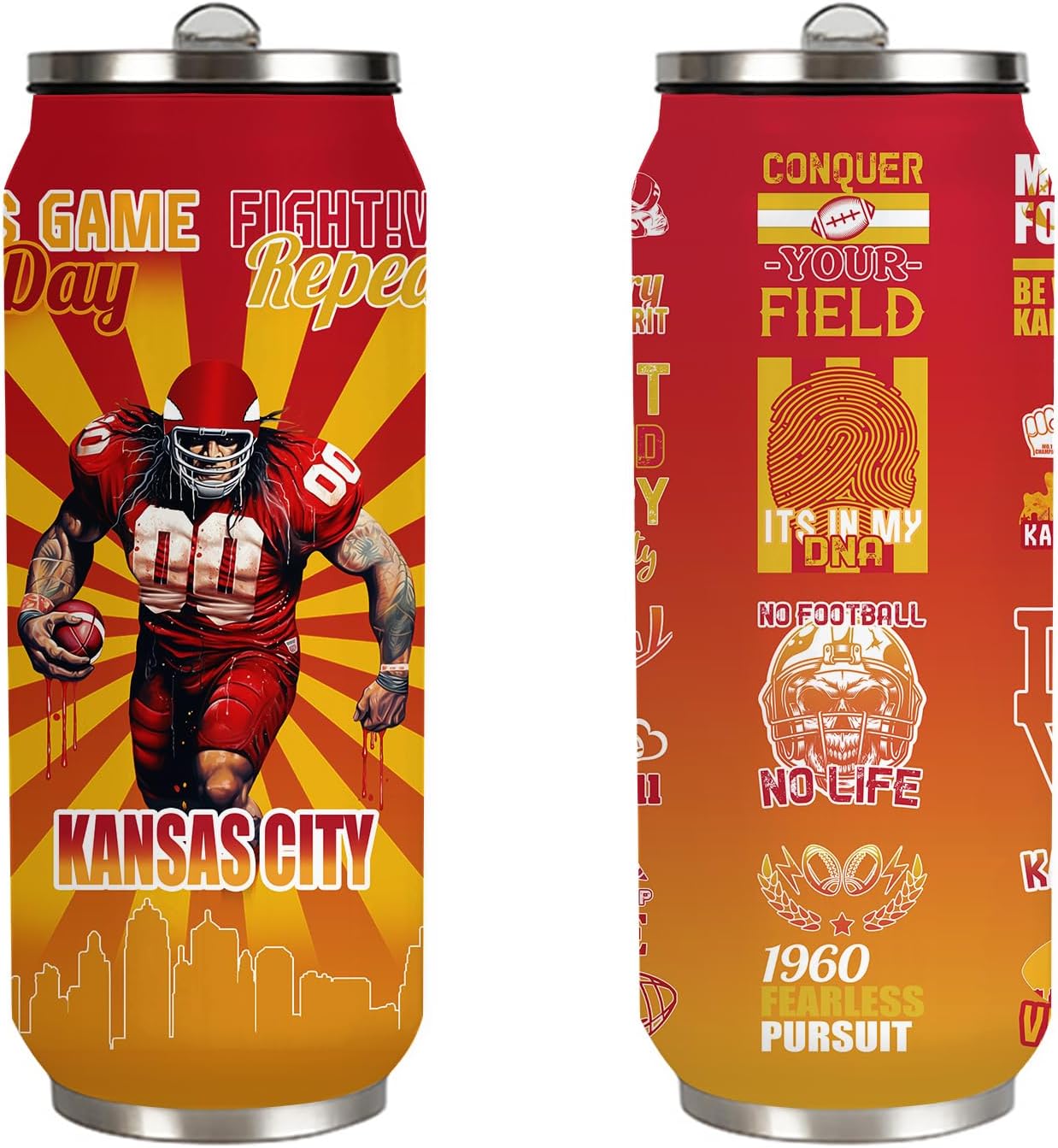 Football Tumbler Cup Travel Mug With Lid,Football Lover Gifts Stainless Steel Vacuum Tumbler Football Team Fans Coffee Mug Cup Gifts For Women Men 17 Oz