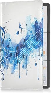 Qilmy Blue Ink Music Symbols Car Registration and Insurance Holder, Premium Pu Leather Vehicle Glove Box Organizer, Prefect Car Essentials Wallet for Driver License, Cards & Essential Documents538