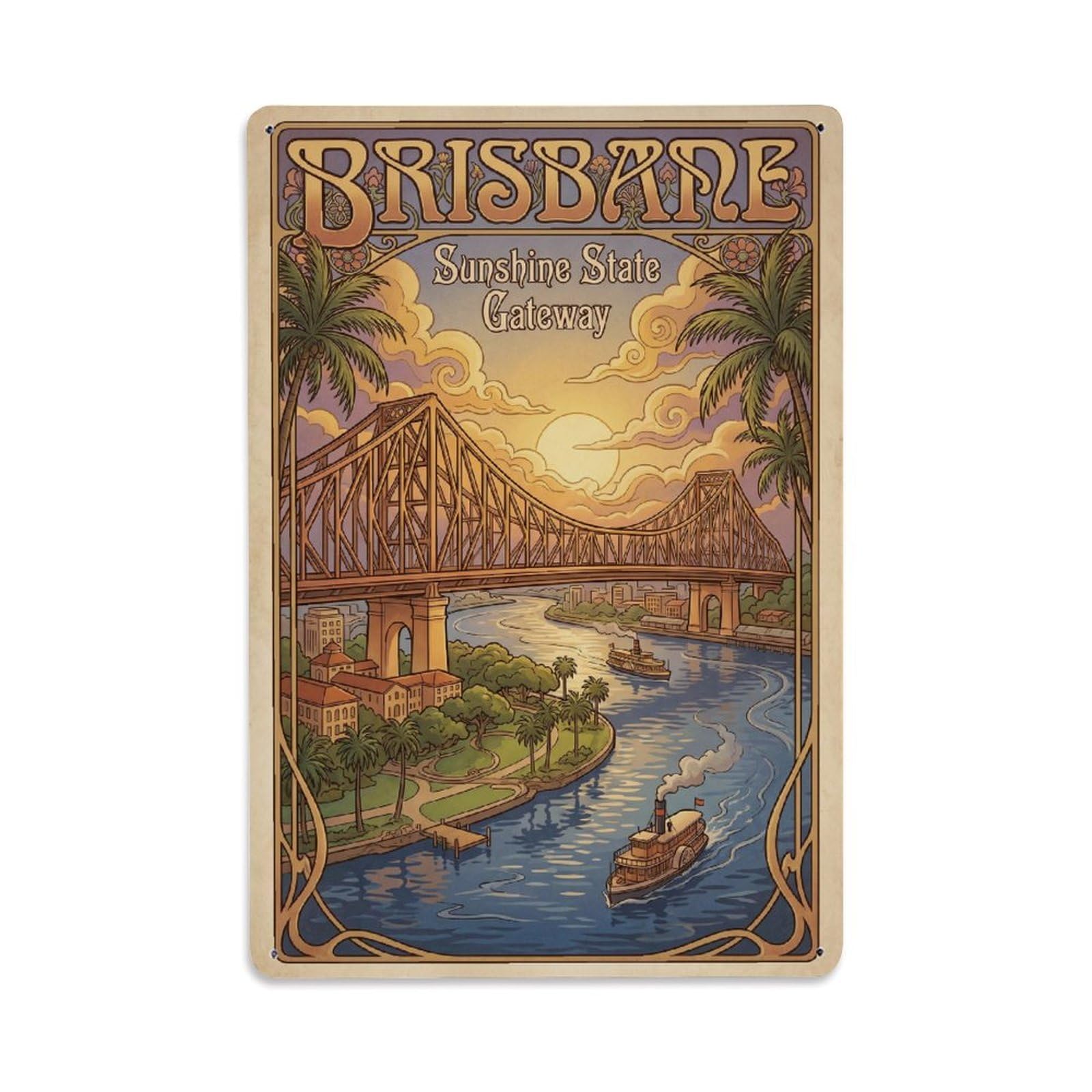 Gead 8X12inch Style Retro Australia Brisbane Travel Metal Tin Sign