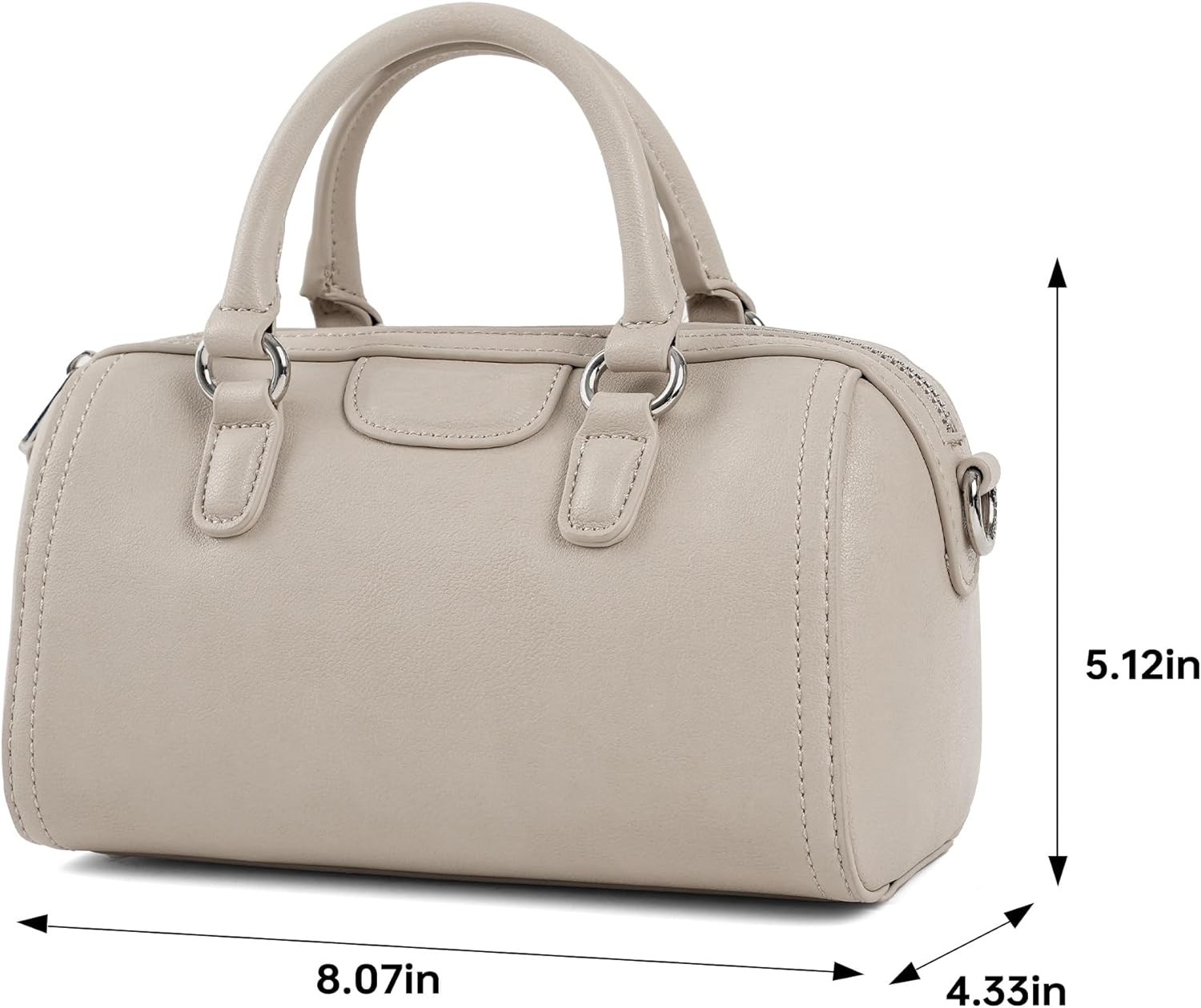 Mini Barrel Top Handle Bag for Women, Vegan Leather Crossbody Satchel with Adjustable Strap, Trendy Handbag