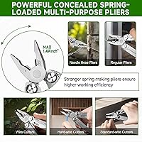 Vista 6 de NexTool Multiherramienta 14 en 1, alicates multiherramienta de acero inoxidable con cuchillo de bolsillo 80Cr14Mov, 2 seguros de seguridad y tijeras