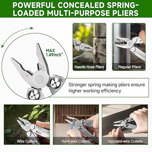 Miniatura 7 de NexTool Multiherramienta 14 en 1, alicates multiherramienta de acero inoxidable con cuchillo de bolsillo 80Cr14Mov, 2 cerraduras de seguridad y