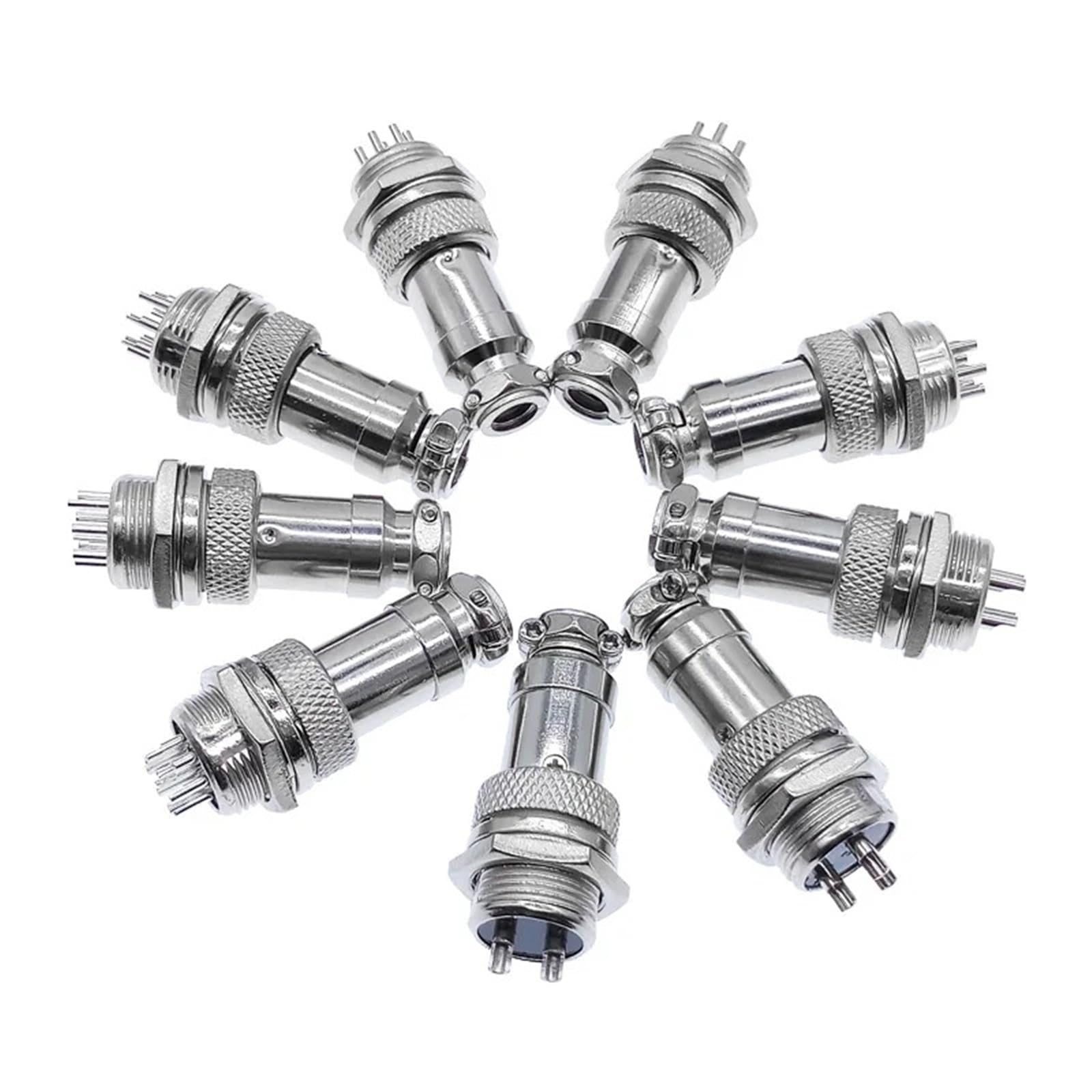GX16 x 10 connecteurs de câble 1,6 cm 2 broches 3 broches 4 broches 5 broches 6 broches 7 broches 8 broches 9 broches 10 broches connecteurs femelles (10 prises à 2 broches)