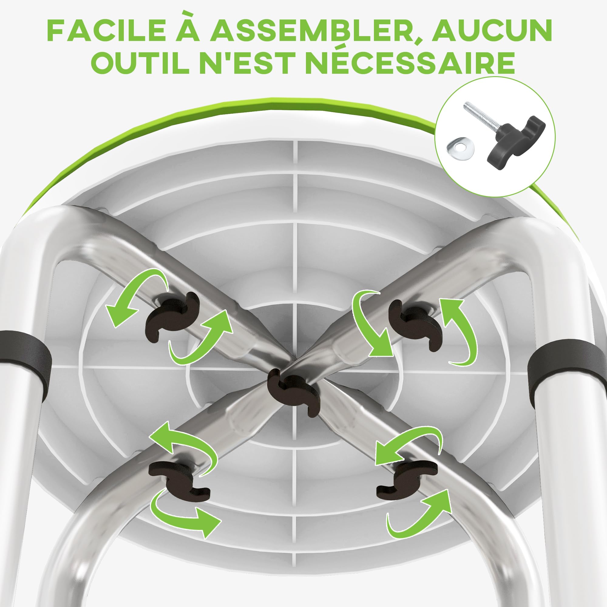 HOMCOM Tabouret de douche siège de douche antidérapant tabouret de bain hauteur réglable pivotant à 360° en aluminium | France