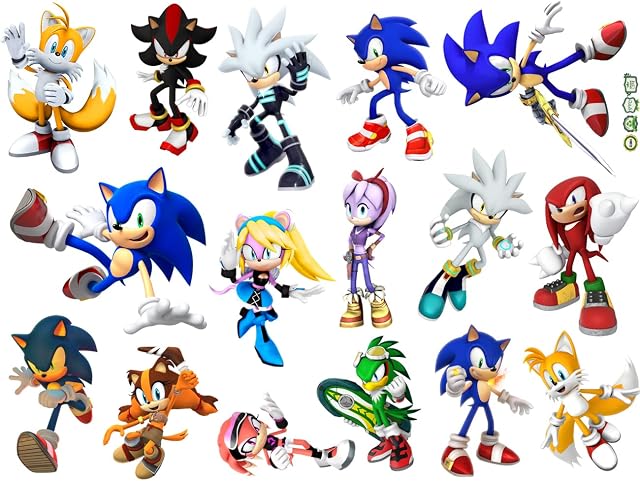 Wall Stickers - 10pcs Sonic Wall Stickers Character Stickers 3D Decals Sonic Adventure TV Background Window Decoration Removable Sticker Vinyl Sticker 32 * 79cm