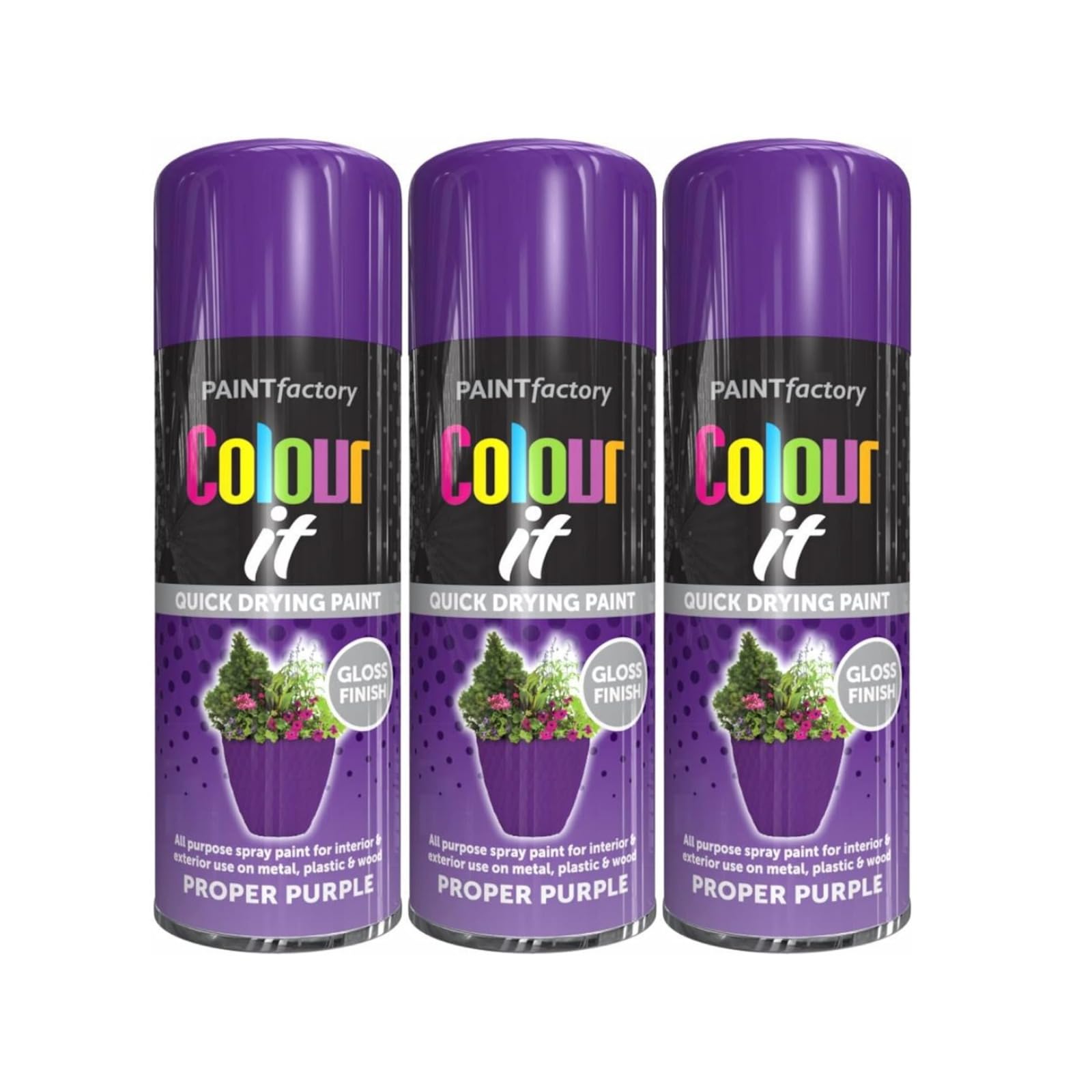 Ysamax 3Pcs All Purpose Purple Spray Paint, Gloss Finish, Aerosol Form, Fast-Drying Formula, Both Indoor And Outdoor Conditions, Long-Lasting Performance, 250Ml, (3Pcs)