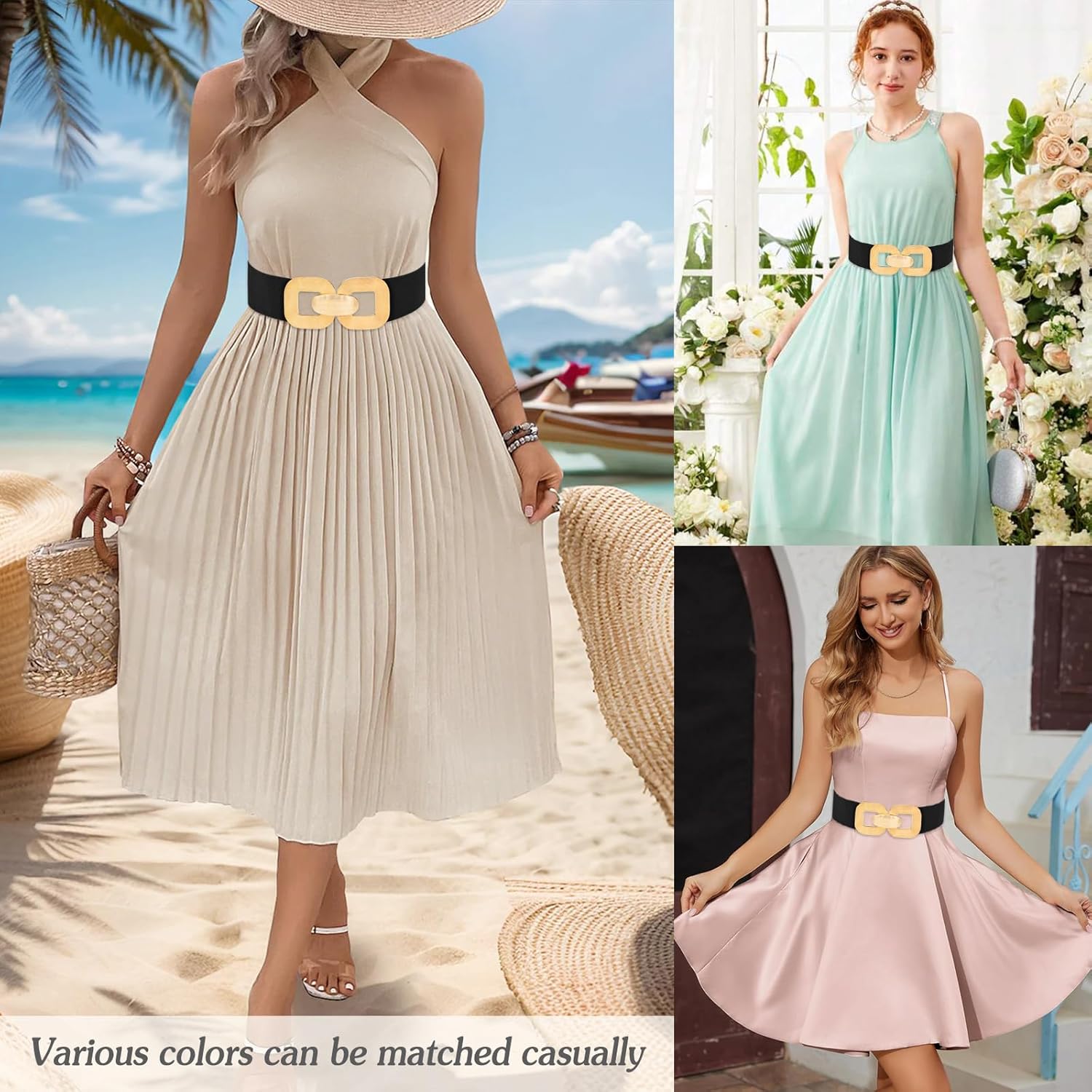 Wide Elastic Belts for Women Stretchy Cinch Waist Belt for Dresses - Image 2