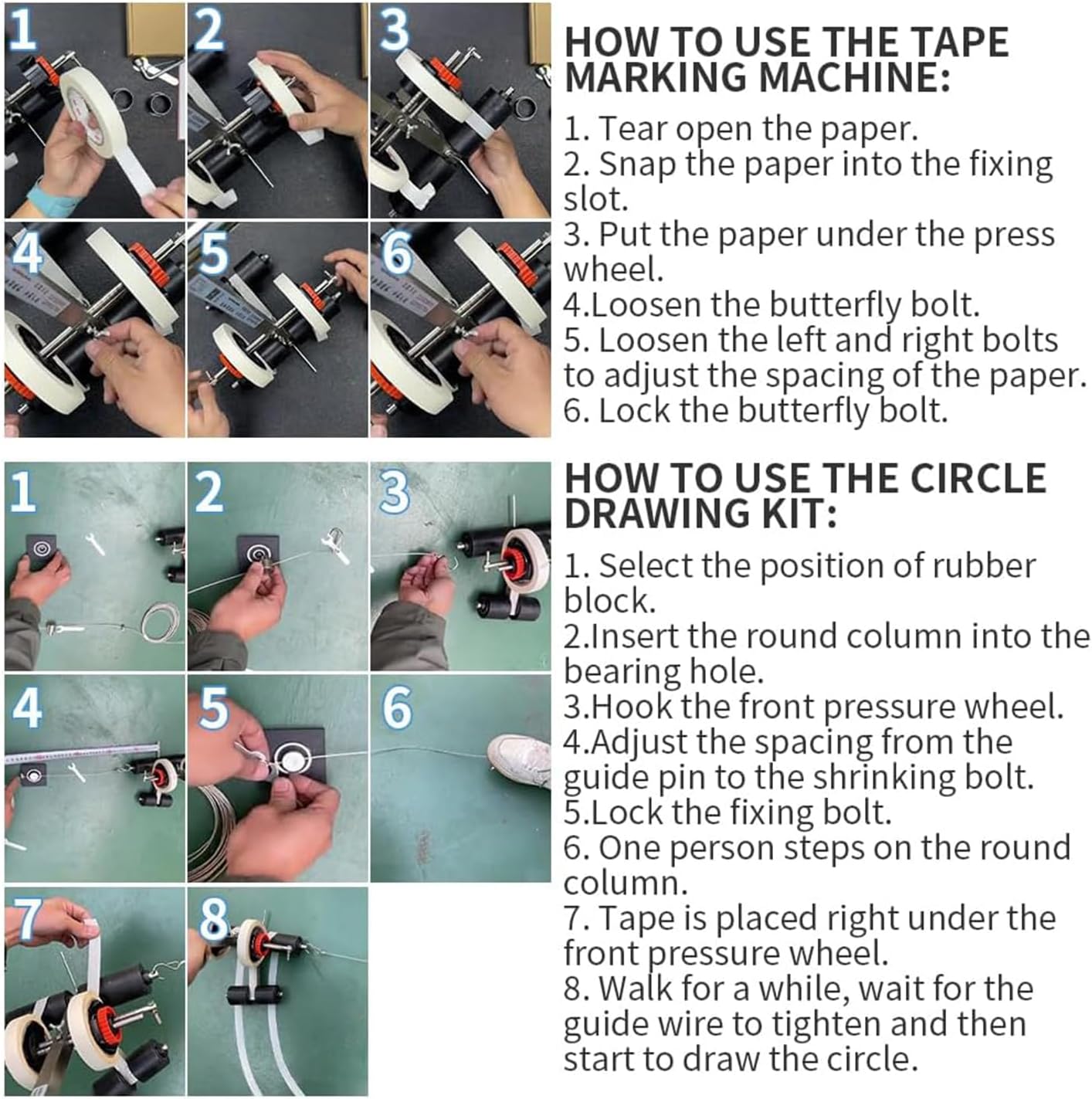 Hand-Push Tape Sticking Machine, Tape Marking Machine, Manual Floor Tape Applicator, Adjustable Spacing 3-15cm, for Basketball Courts, Road Warning and Parking Space