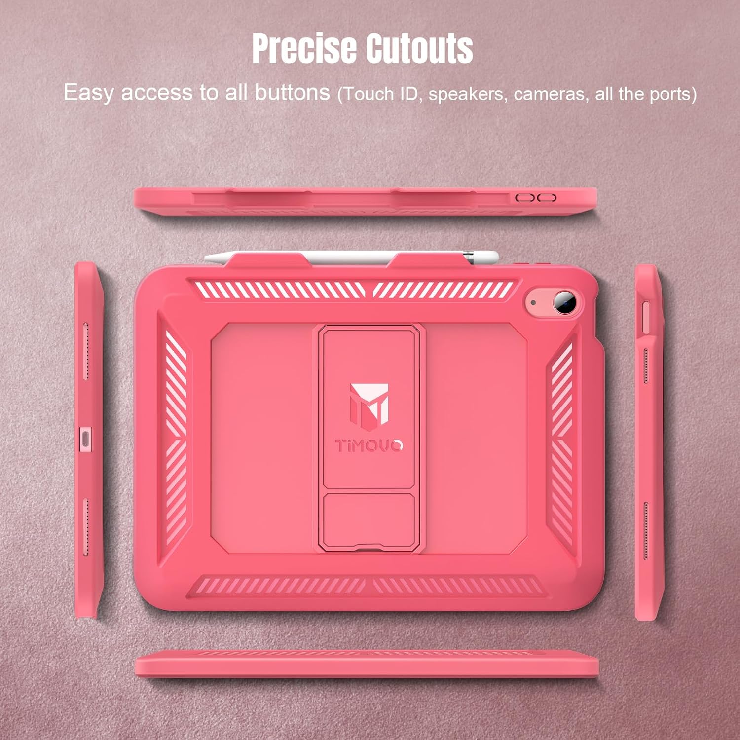 TiMOVO Case for iPad (A16) 11th Generation 11 Inch 2025, iPad 10th Generation Case 2022 with Screen Protector, Heavy Duty Shockproof Rugged Protective Cover, Watermelon Pink - Image 4