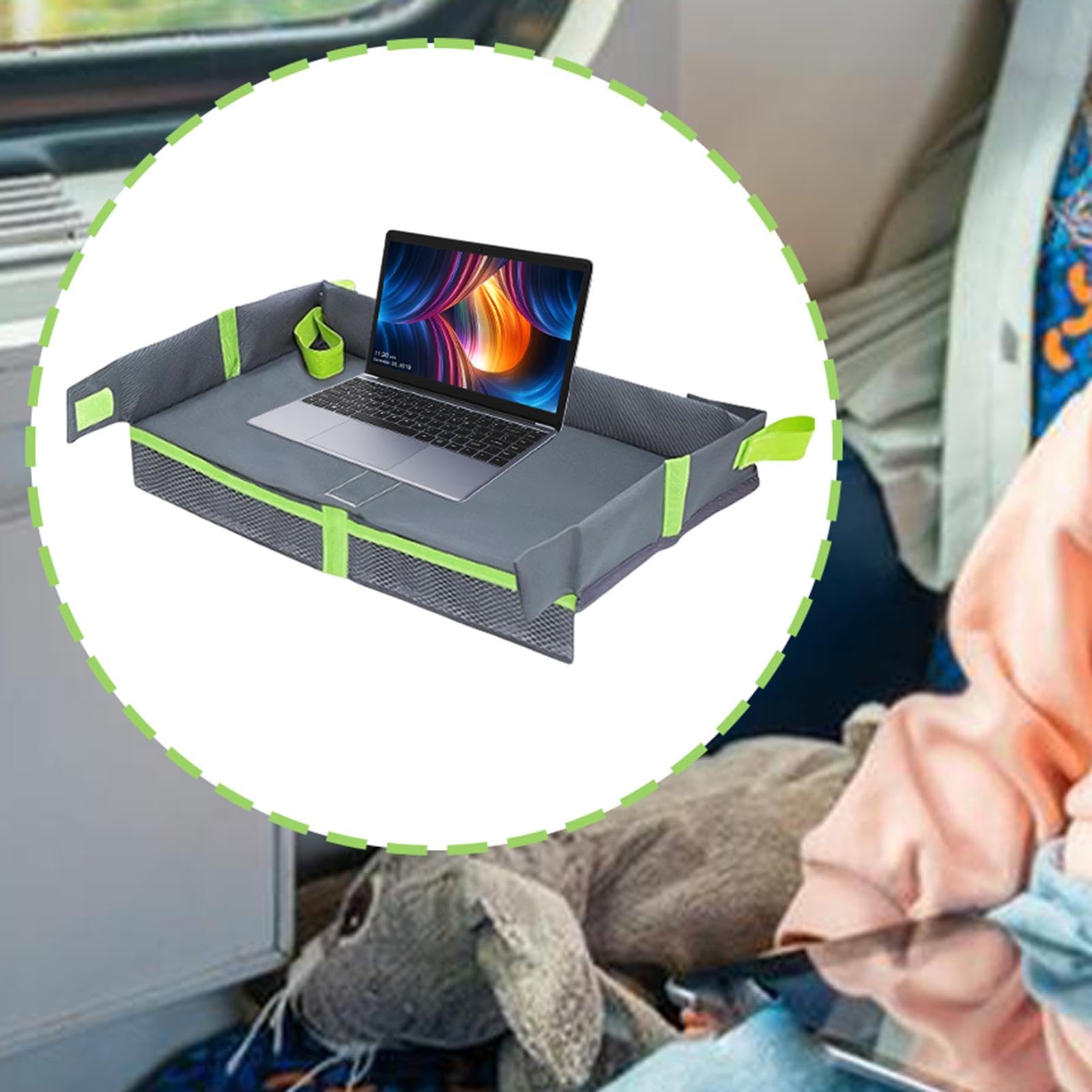 Vassoio Da Viaggio Pieghevole Per Auto - Grigio 40x27x5cm Per Bambini Con Cinghie Regolabili - Foto 8