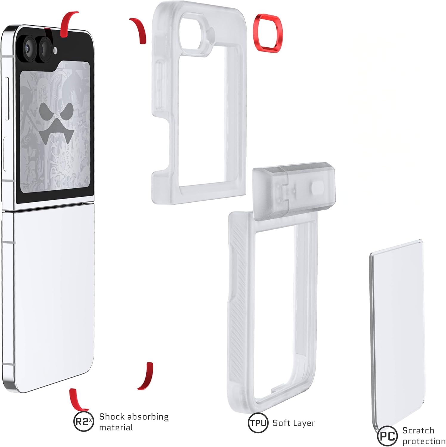 Ghostek Covert Clear Galaxy Z Flip 6 Case with Built-in Kickstand and Full Hinge Protection Shockproof Protective Phone Cover Designed for 2024 Samsung Galaxy Z Flip6 (6.7") (Clear)