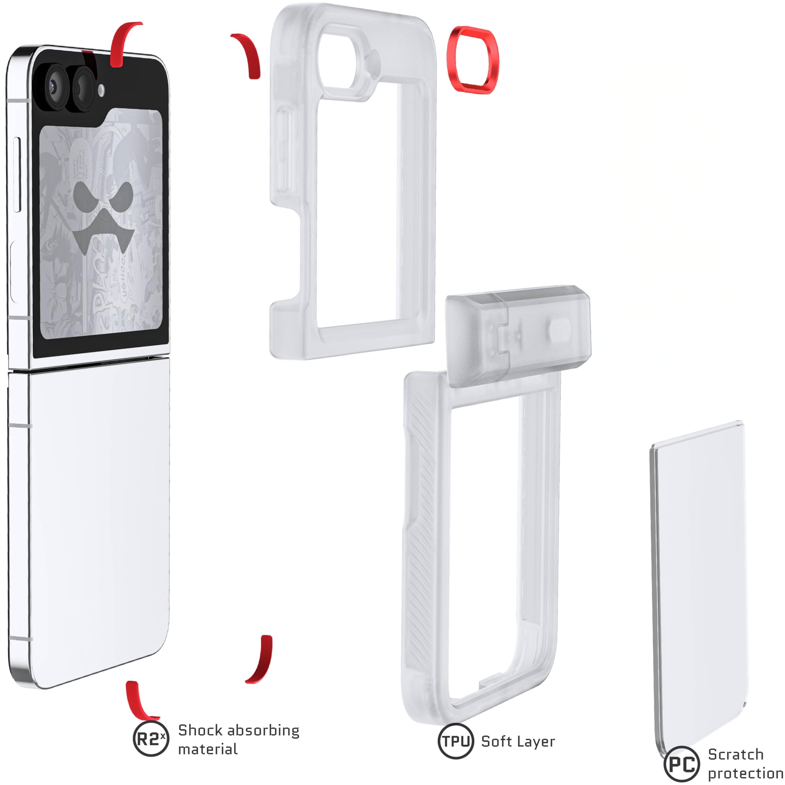 Ghostek Covert Transparente Schutzhülle für Galaxy Z Flip 6 mit integriertem Ständer und vollständigem Scharnierschutz, stoßfeste Schutzhülle, entworfen für Samsung Galaxy Z Flip6 (6,7 Zoll
