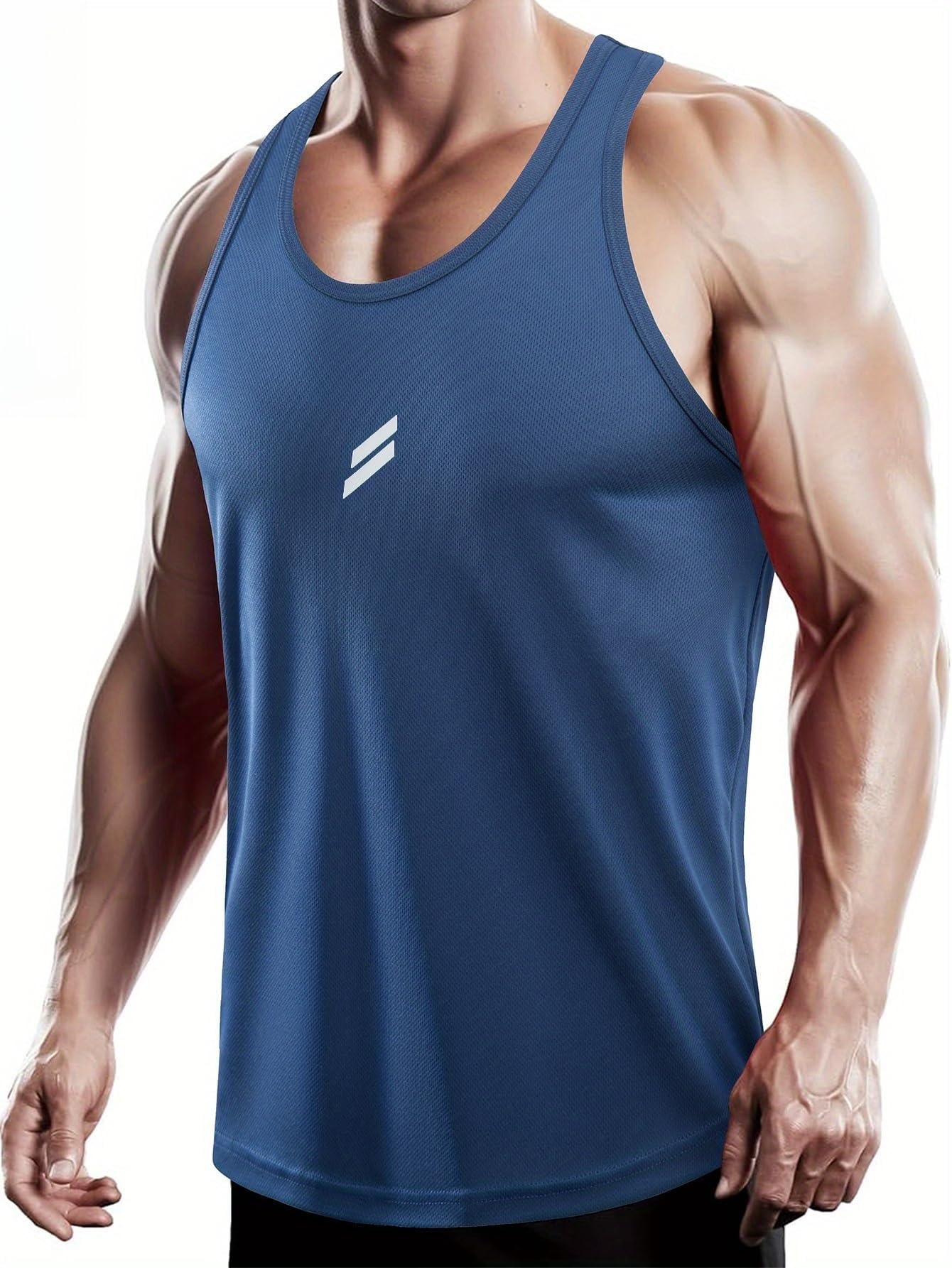 Chalecos casuales sin mangas para hombre, camisetas sin mangas con tiras reflectantes y cuello redondo para fitness al aire libre — view 6