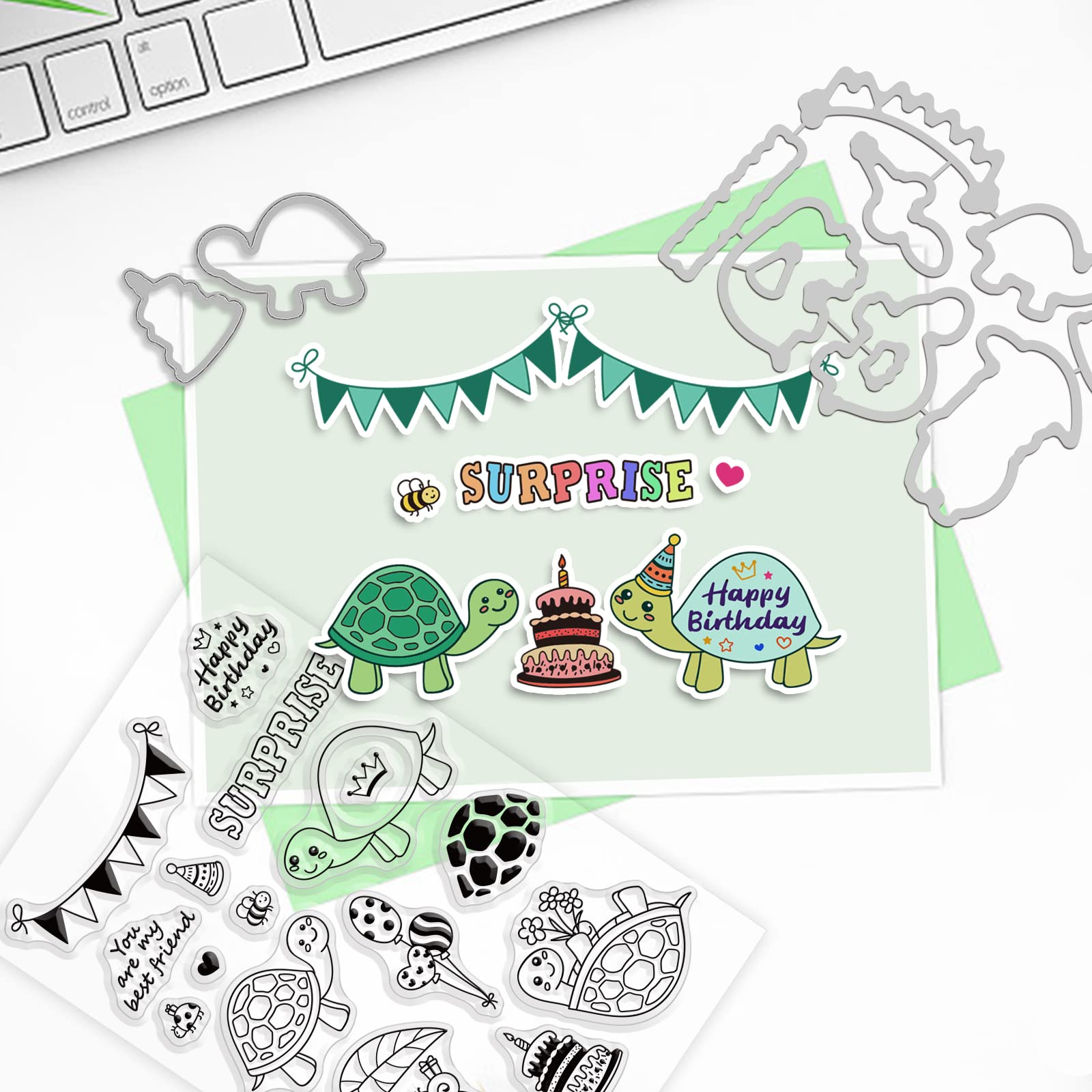 BENECREAT Fustelle In Acciaio Al Carbonio per Buon Compleanno, Modello di Stencil per Goffratura A Tema Lettera Da 134x124mm per Realizzare Carta Decorativa Fotografica per Scrapbooking