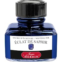 Jacques Herbin 13016T - A 30 ml Bottle of Ink for Fountain pens and Roller pens, ECLAT de Saphir/Sapphire Shine Colour - Made in France - Calligraphy