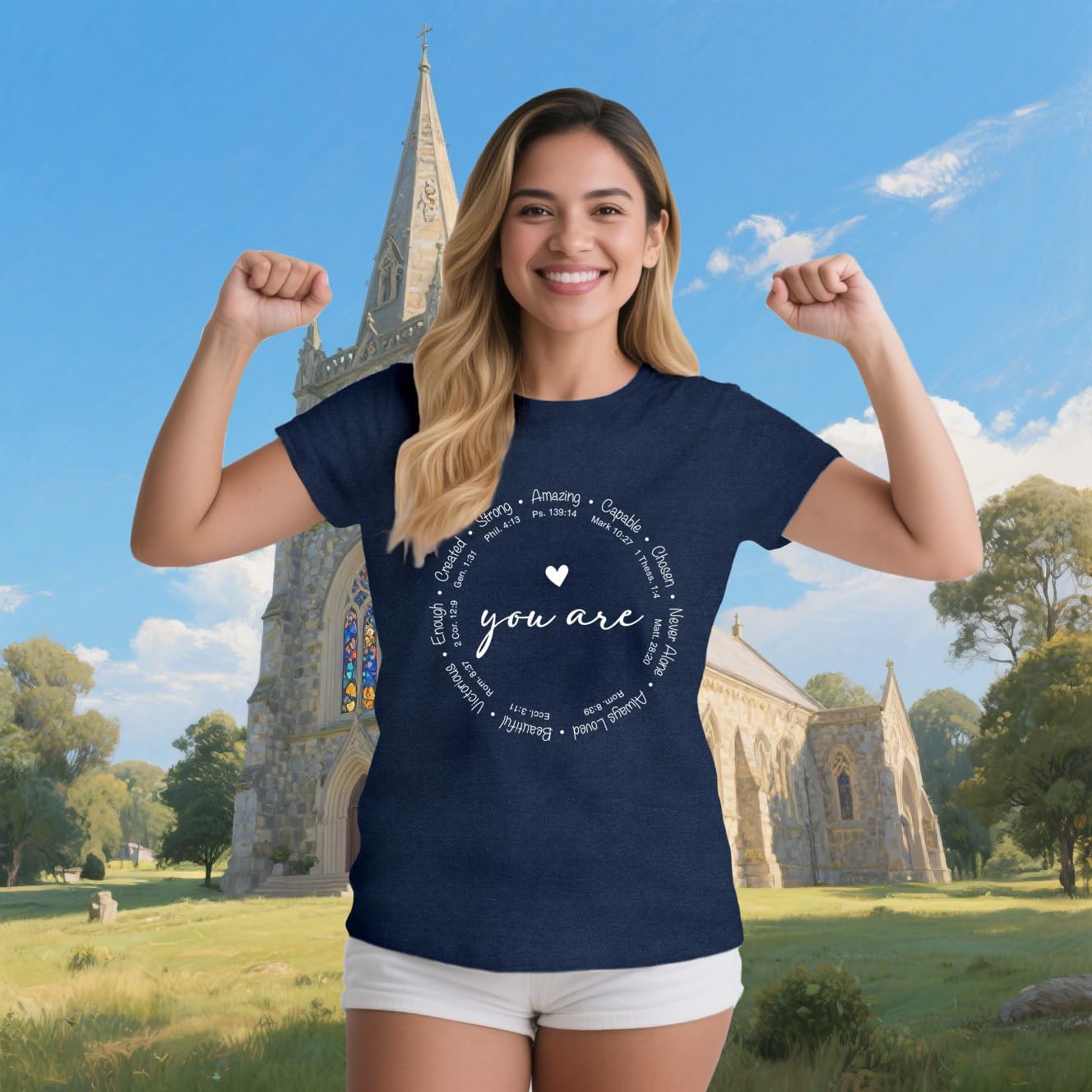 Christian Shirts for Women You are Inspiration Cute Heart Shirt Bible Verse Blessed Faith Top - Image 4