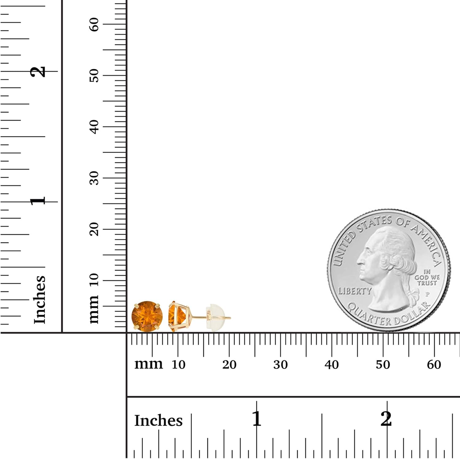 Solid 925 Sterling Silver Gold Plated 6mm Round Genuine Birthstone Gemstone Hypoallergenic Stud Earrings For Women - Image 4