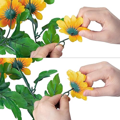 Miniatura 4 de 2 Pcs Artificial Sunflower Garland,Sunflower Vine with Leaves,Hanging Garland with Green Leaves,Outdoor False Flower Arch,Arrangement for Wedding
