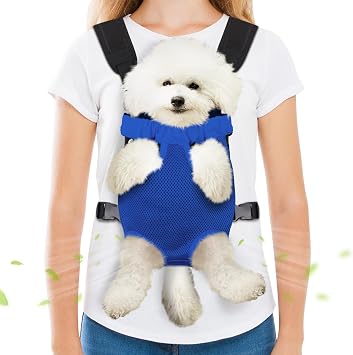 Pet Carrier Backpack, Hands-Free Adjustable Dog Front Carrier Legs Out & Easy-Fit Dog Backpack Carrier for Hiking Camping Traveling Cycling for Small Dogs and Rabbits Medium, Blue