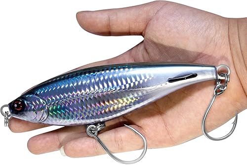 Miniatura 10 de Alwonder Señuelo de pesca de trolling de alta velocidad, 5.9 pulgadas de fundición de agua salada cebo de contracción Jerkbait con gancho #70, cebo