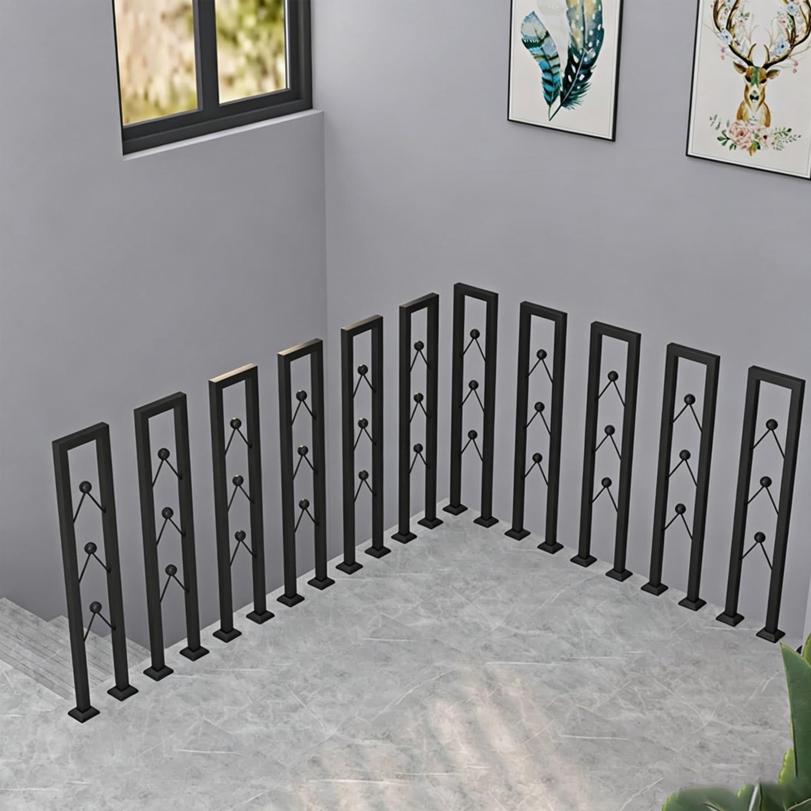 Industrial Stair Railing Kit - 75cm/85cm/90cm/95cm/100cm，Black U-Shaped Handrails for Stairs Indoor Villa Balcony Hallway, Outdoor Porch Deck Grab Rails(65cm/26in)