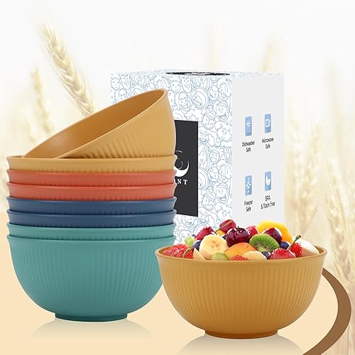 Miniatura 3 de PYRMONT Tazones de sopa de plástico de 26 onzas, juego de 8 cuencos irrompibles para niños, aptos para lavavajillas y microondas, sin BPA