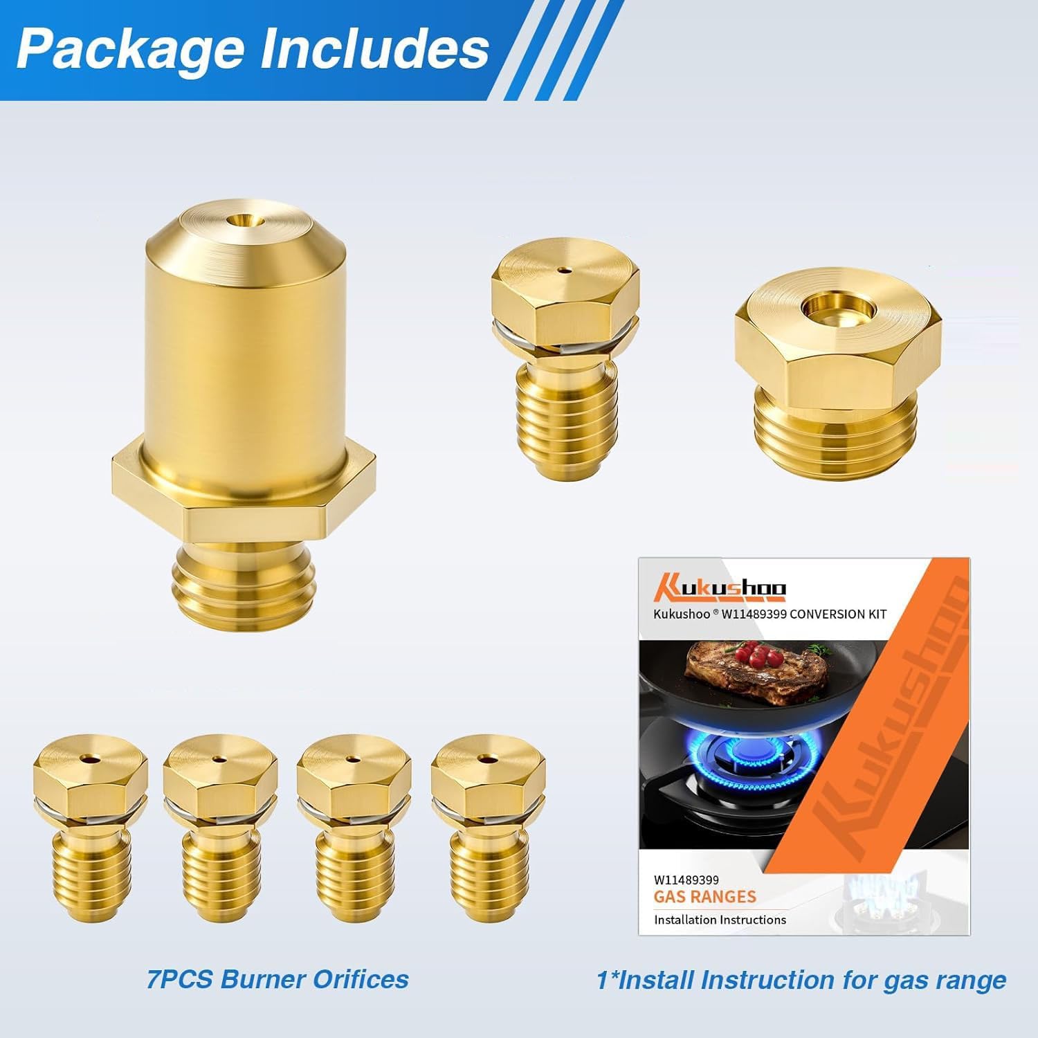 W11489399 Range Oven Surface Burner Orifice LP Conversion Kit Replaces W11560165 W11426600C for Whirlpool Most Burners