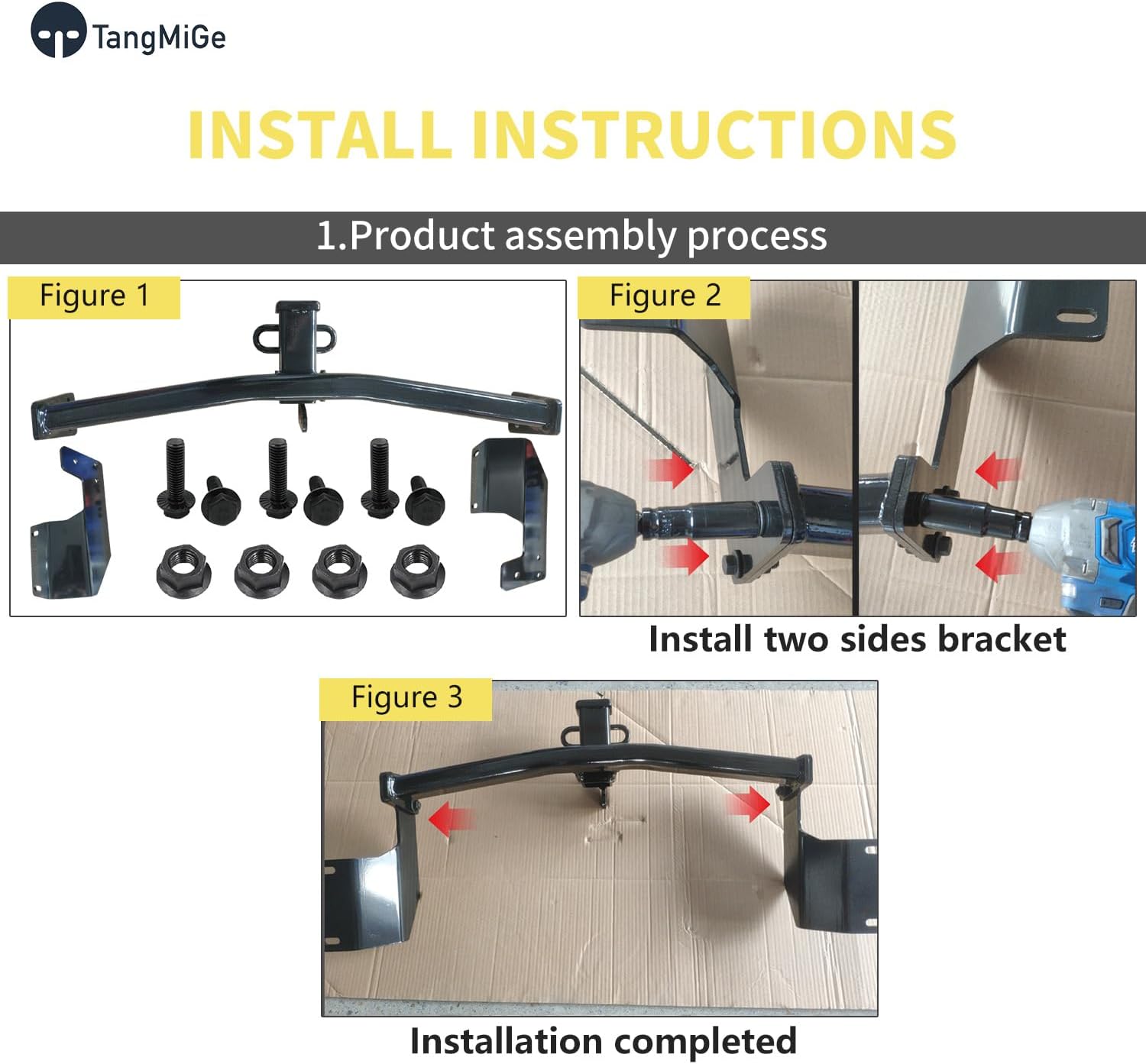 TangMiGe Class 3 Trailer Hitch, 2-Inch Receiver, Compatible with Honda CR-V CRV All 2017 2018 2019 2020 2021 2022 2023 2024 2025, Bright Black Color