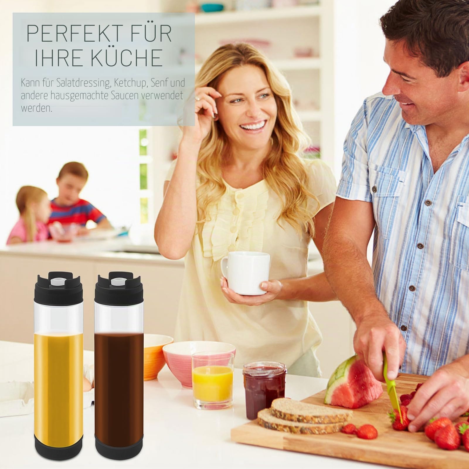 12 Stück Umgekehrte Kunststoff-Quetschflaschen 480 ml, Nachfüllbare selbstdichtende Soßenspender für dicke Gewürze Saucen Teig Dressing Catering Lebensmittel Food Truck Restaurant, Schwarz