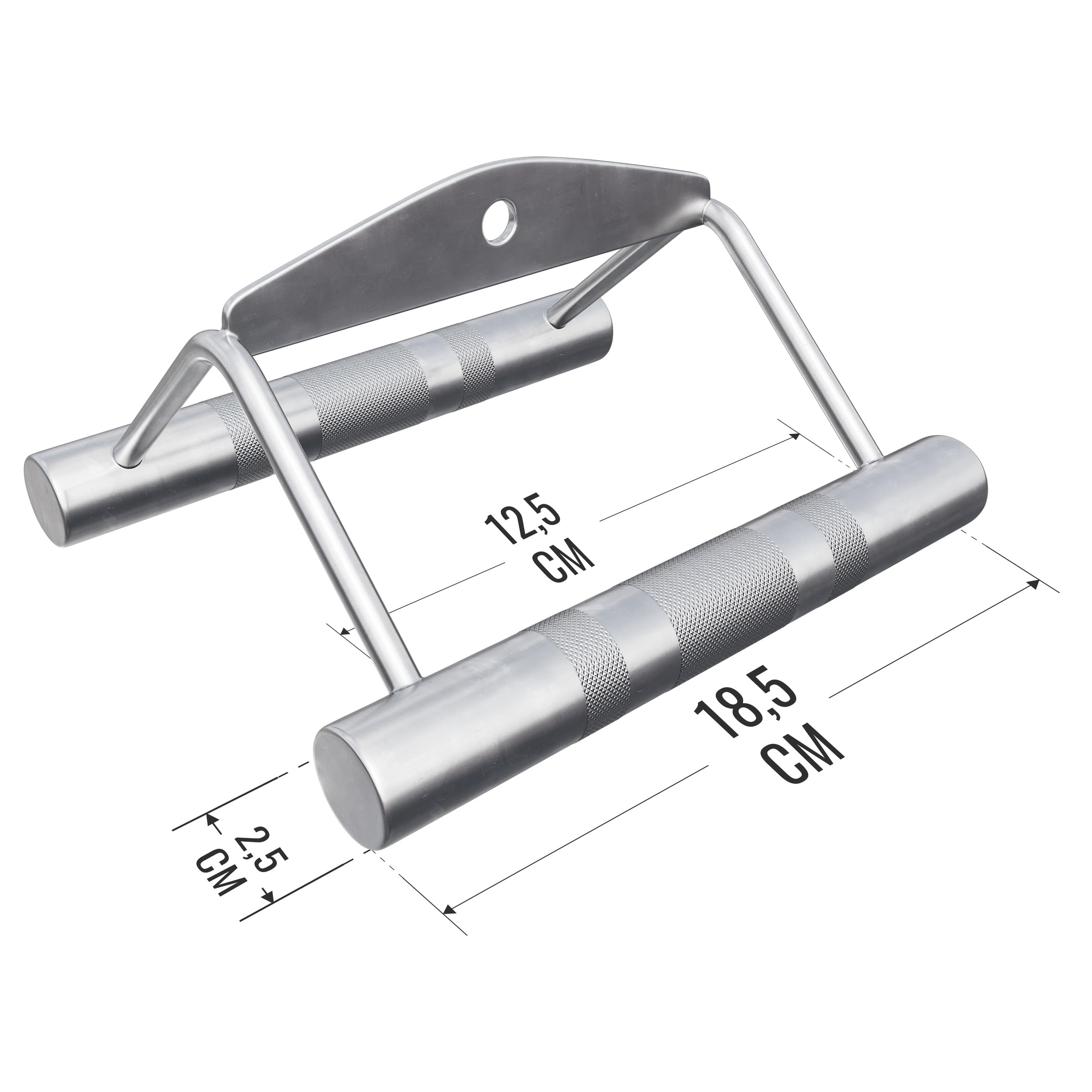GORILLA SPORTS® Maniglia Parallela - 18,5 cm lungo, Carico Massimo 200 kg, Acciaio Cromato, Impugnatura Doppia Antiscivolo, Zigrinato - Attacco per Cavo, Maniglia per Canottaggio, Tricipiti, Palestra