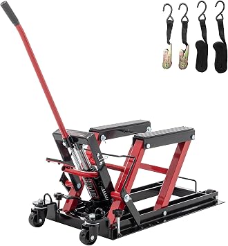 Hydraulic Motorcycle Lift Jack, 1500 lbs Capacity Lift Table for Motorcycles, ATVs, UTVs, ATV Scissor Lift Jack, 4.5"-15" Lifting Range, Portable with Wheels - Red