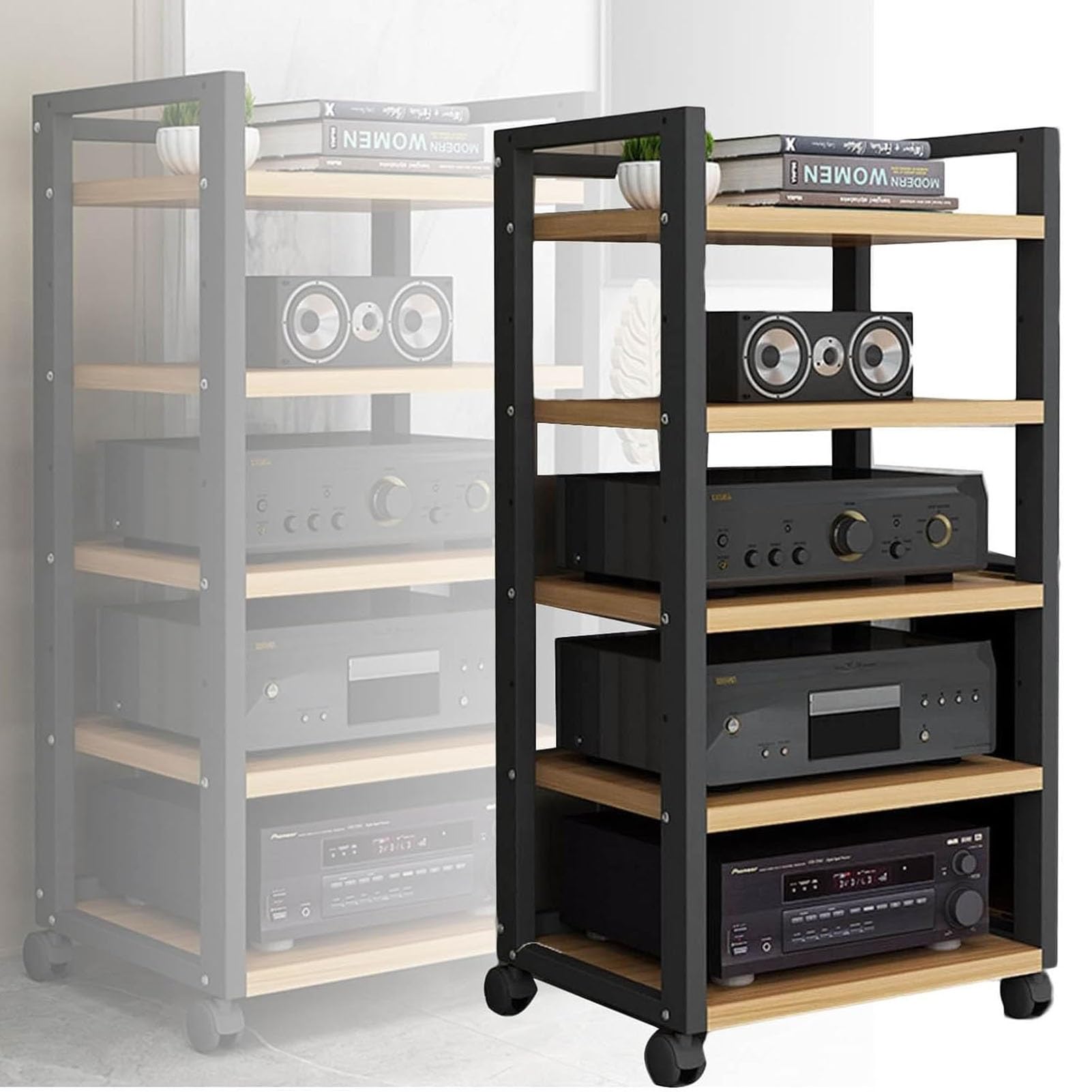 XingLi 5 Tier Heavy Duty Entertainment Stereo Components Rack HiFi Racks for Home,for Store Cable Boxes, DVD Players, Streaming Devices, Home Theater Receivers, Gaming Consoles, Speaker (Color : D)