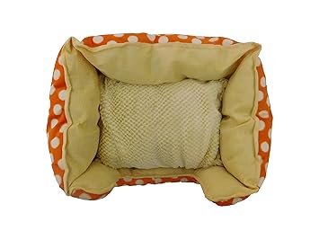 Teletronix Square Cat Bed Plush Fabric_ Orange