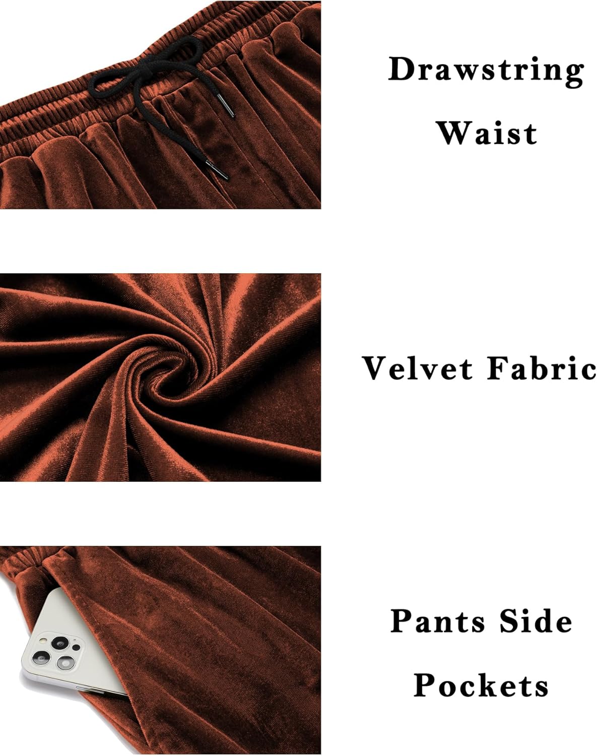 LecGee Men's 2 Piece Velvet Tracksuit Full Zip Turtleneck Hooded Jacket and Casual Jogger Pants Matching Velour Sweatsuit Set - Image 5