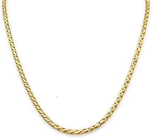 ENCLIFF Gold Plated Palm Link Chain for Men – Stainless Steel Gold Tone Necklace | Classic Twisted Link Design | Durable D...