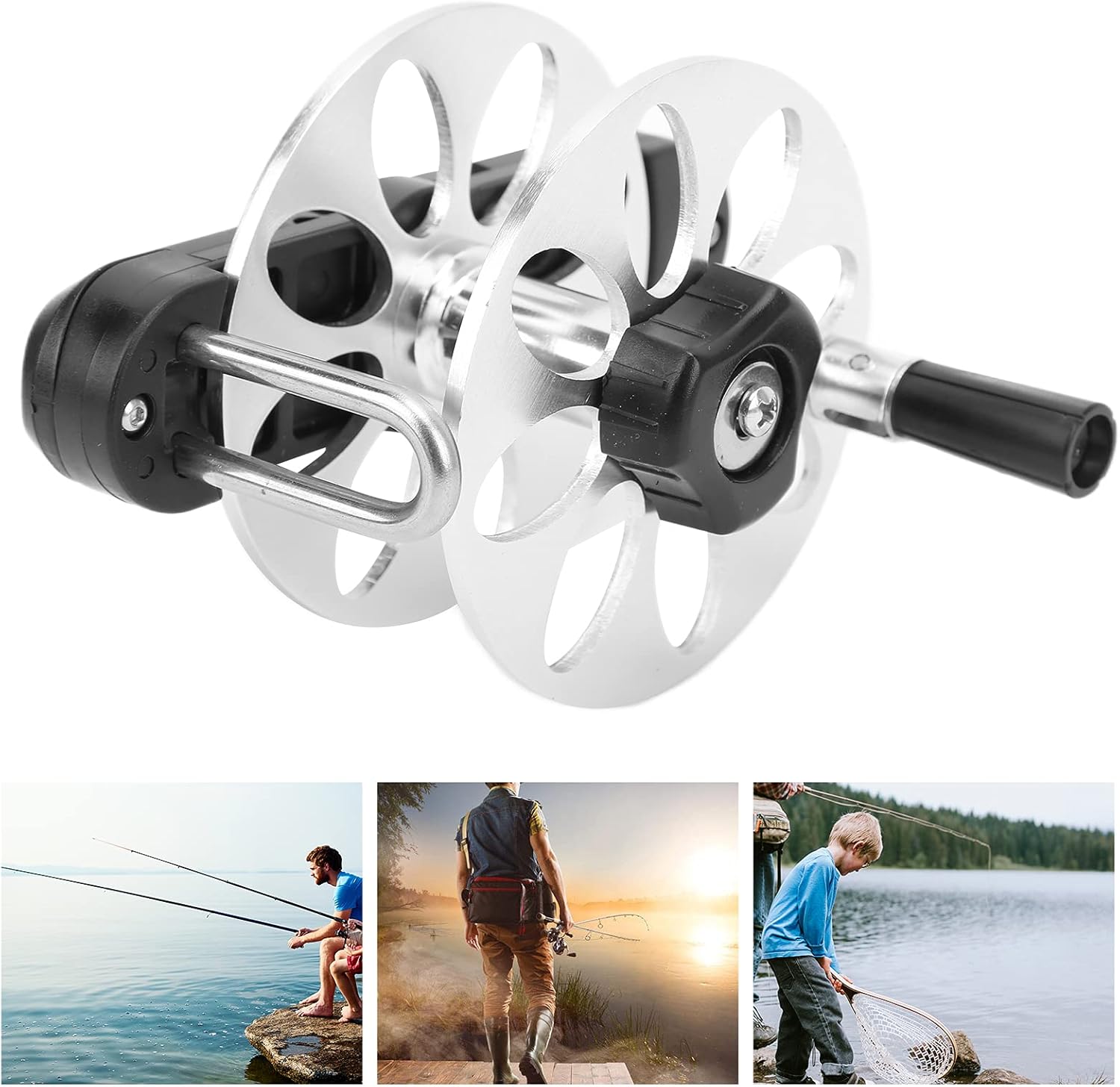 Aluminum Alloy Speargun Reel with Foldable Handle & Adjustable Tension Knob, Compact Durable Accessory for Spearfishing, Compatible with 2mm PE Line