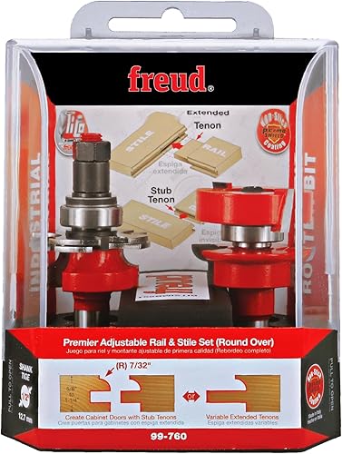 Miniatura 2 de Freud 99-760: Riel ajustable Premier de 1-11/16" (diámetro) y broca ajustable con vástago de 1/2" (redonda), longitud total de 3-3/4"