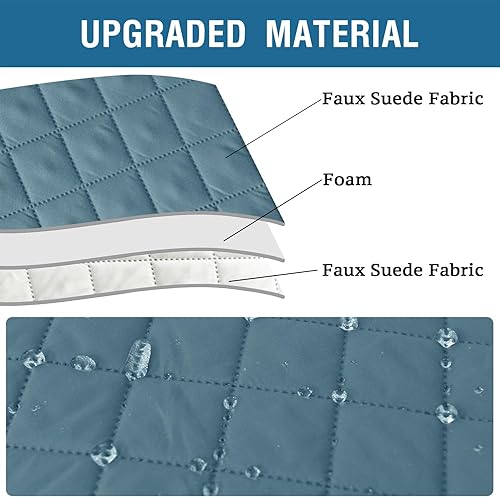 Miniatura 9 de Paquete de 2 fundas resistentes al agua para reposabrazos para sillas y sofás, fundas para reposabrazos de sofá con 3 bolsillos para teléfono, sofá,