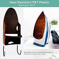 Vista 4 de Soporte de pared para tabla de planchar, colgador de hierro con estante para tabla de planchar, resistente al calor, soporte de pared para máximo 5