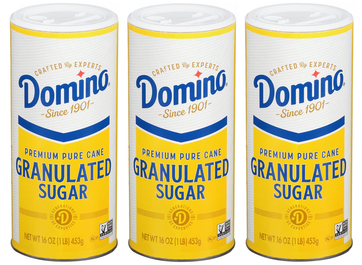 Domino® Granulated Sugar, 16 oz Domino® Sugar Canisters (Pack of 3)