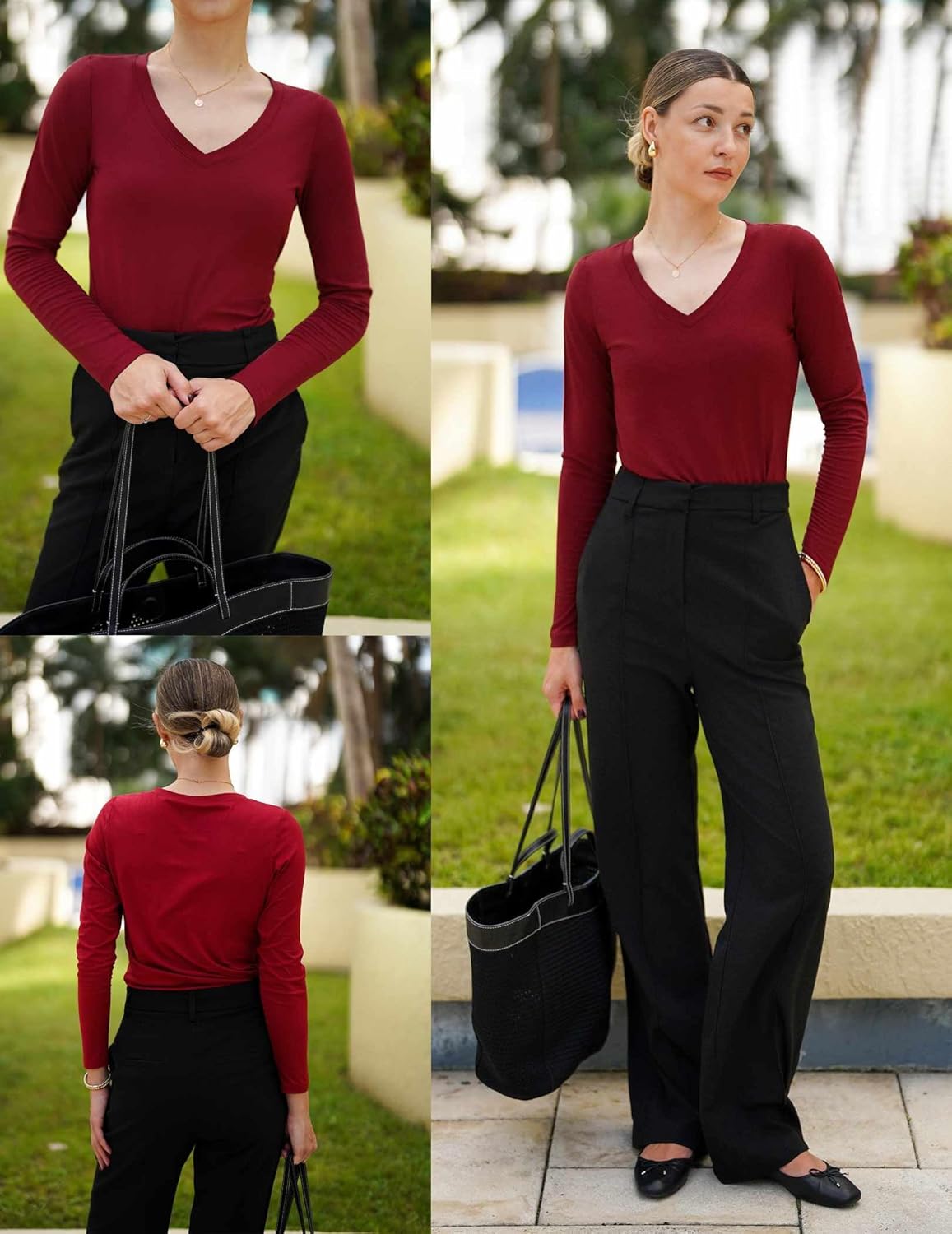 Zeagoo Womens T Shirts Long Sleeve V Neck Basic Tee Casual Loose Fit Soft Fall Tops Outfits 2026 S-XXL - Image 2