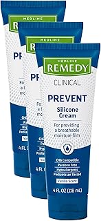 Medline Remedy Clinical Silicone Cream (4 oz Tube), Vanilla Scent, Breathable Film, Soothing, Moisturizing, Nourishing, Hydrating Skin Care, For Cracked, Chapped, Sensitive Skin (Pack of 3)
